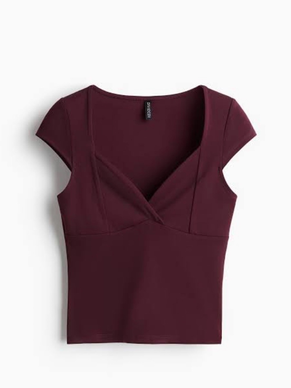 H&M Burgundy Cap Sleeve V-Neck Crop Top